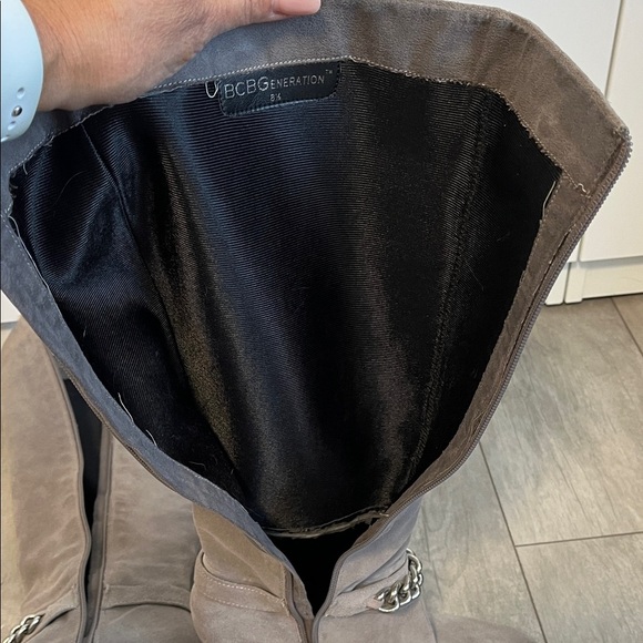 BCBGeneration Merryl Grey Taupe Knee High Suede Wedge Boots, Size 8.5 - Picture 11 of 11